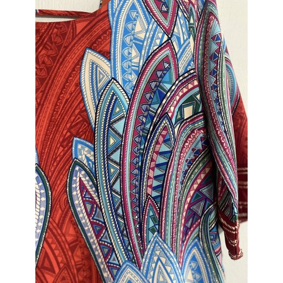 Pink Owl Boho Shift Dress Size Small 3/4 Sleeve Lined - Picture 4 of 8